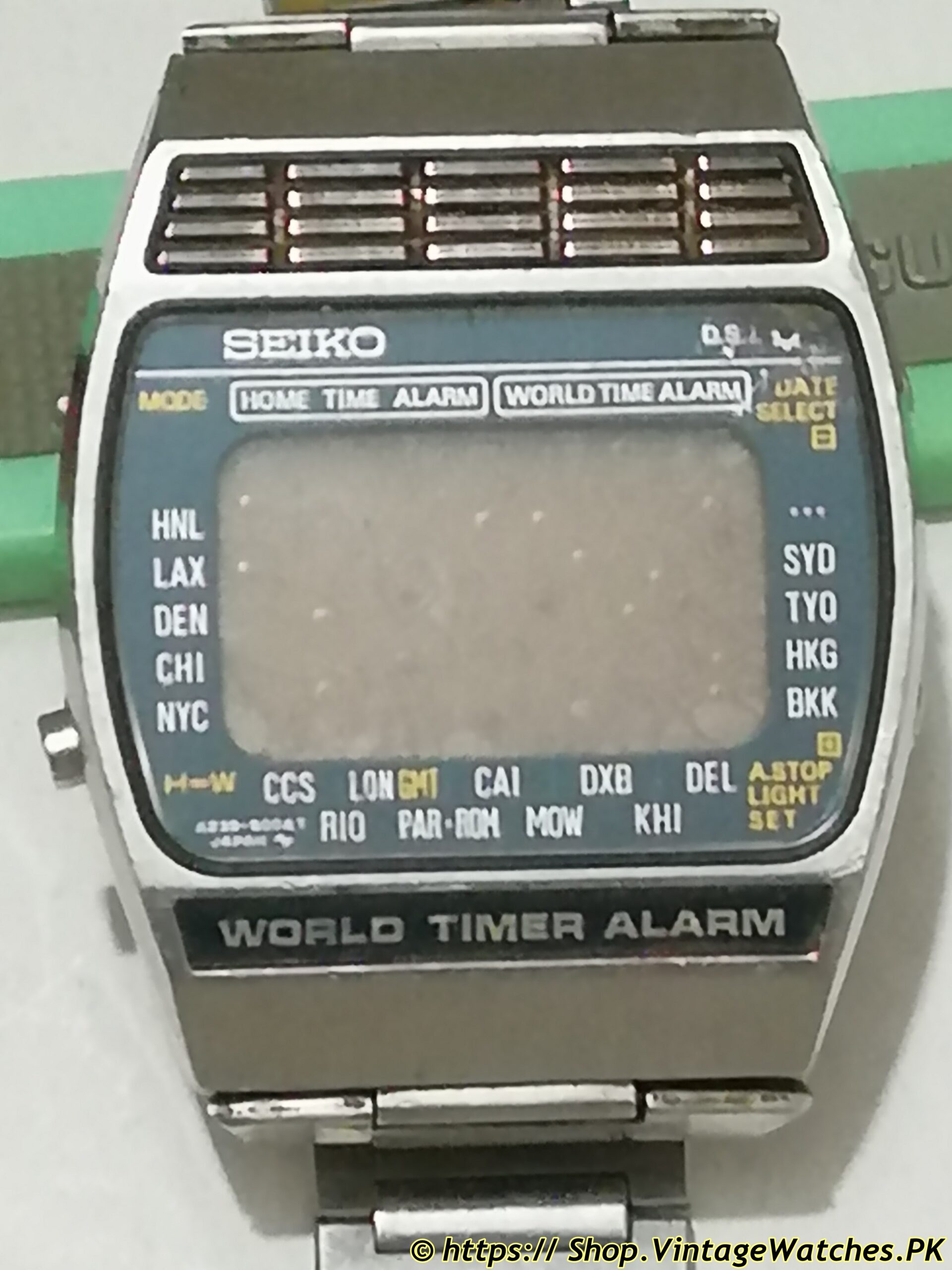 1970s Vintage Rare Seiko A239-5010 World Time Map Digital LCD Watch
