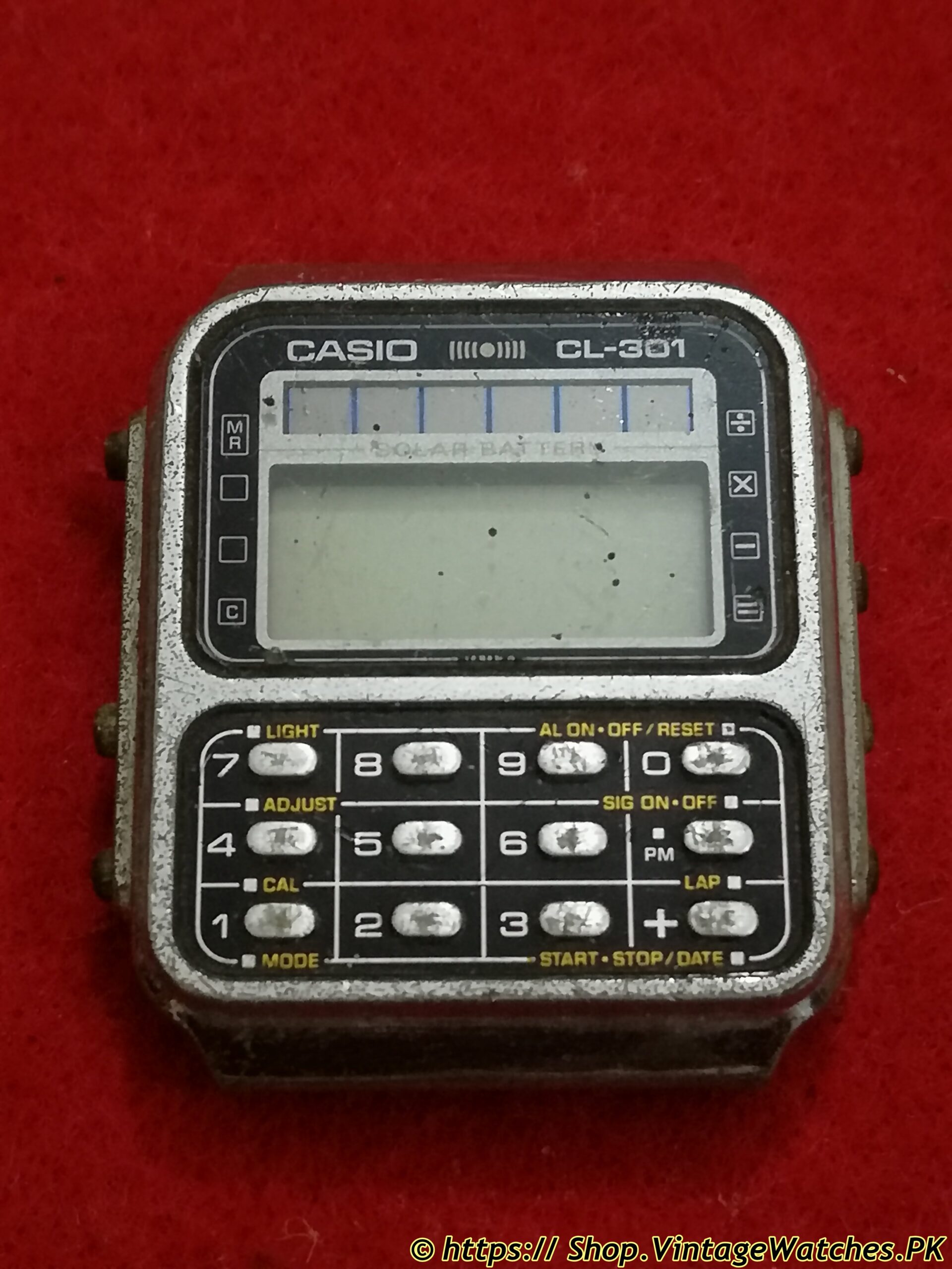 1980's Vintage Rare Classic Casio CL-301 Solar Calculator Digital LCD Watch
